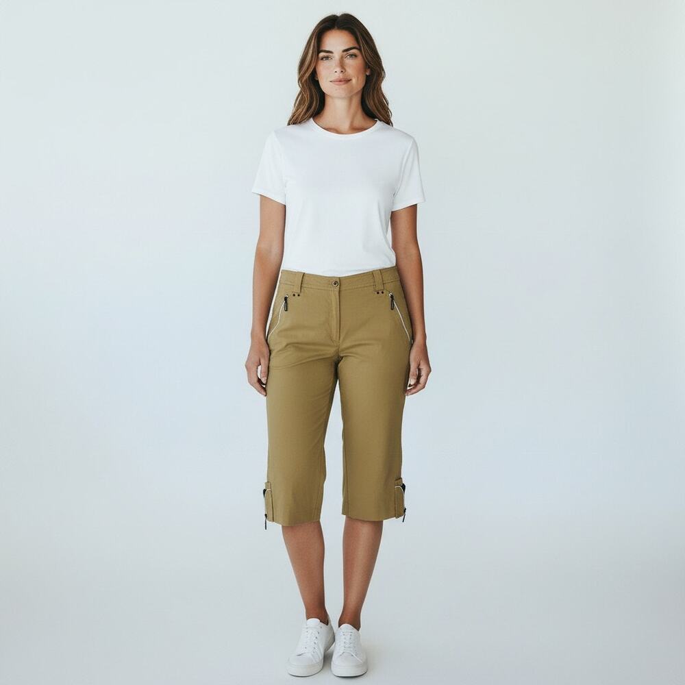 M Pants Cropped Athleisure Golf Jamie Sadock Tan Capri Bermuda Shorts13" Inseam
